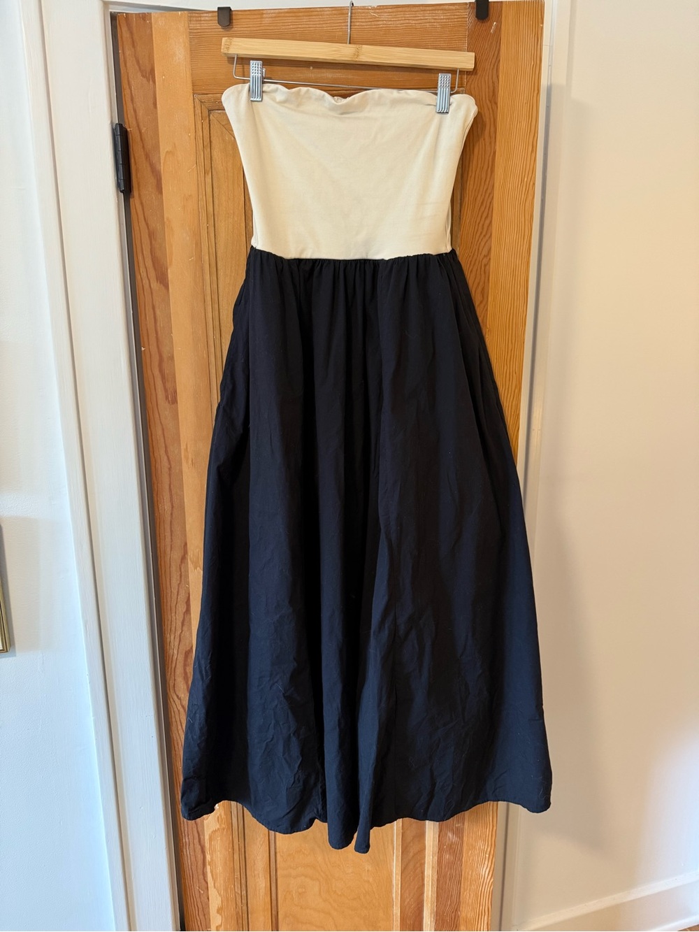 J. Crew Strapless w/pockets maxi Dress Color-block‎ Size Small Formal Black Tie